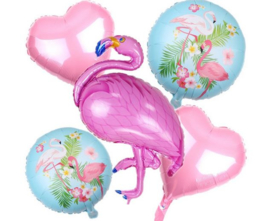 5 stuks helium ballonnen Flamingo