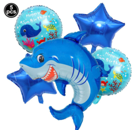 5 stuks folie ballonnen haai