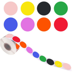 Rol Prijsstickers - etiketten 8-kleuren - 500 stickers 2,5 cm