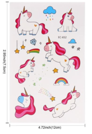 3 velletjes tattoo stickers Unicorn - eenhoorn