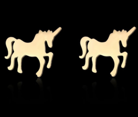 Sieradenset Unicorn / eenhoorn ketting + oorbellen goudkleurig