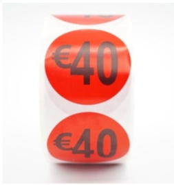 Prijsstickers op rol 40 euro 2cm - 500 stuks