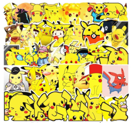 54 stuks stickers Pokemon Pikachu 5-7 cm