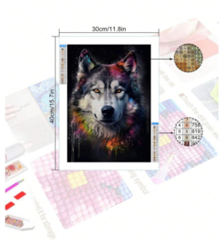 Diamond Painting Wolf 30x40 cm - hobbypakket (zonder lijst)