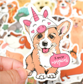 50 stuks stickers honden 4 tot 8 cm