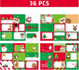 36 stuks kerst cadeaulabels - stickers