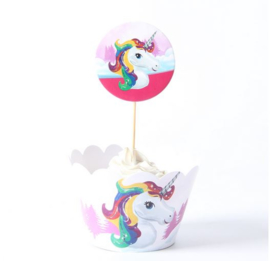 12 stuks cupcake omslagen unicorn + toppers