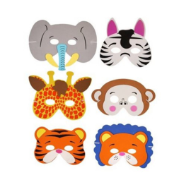 6 stuks verschillende foam dieren maskers