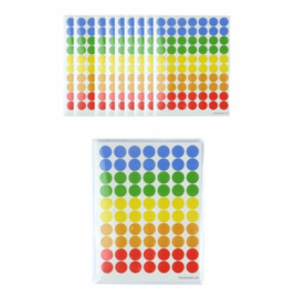 10 stickervellen met gekleurde stippen (totaal 700 stickertjes)