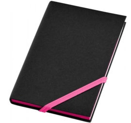 5 stuks notitieboekjes A6 zwart roze gelinieerd