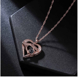 Rose Goude Hart 100 Talen Ik Hou Van Je Ketting - Rose Goud Kleurig Ketting - I Love You Ketting