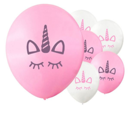 20 stuks unicorn ballonnen roze / wit