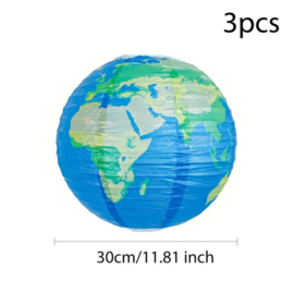 3 stuks feestdecoratie lantaarn wereldbol 30 cm