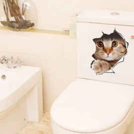 Muursticker / wc sticker kat