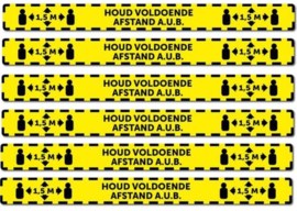 6 stuks vloersticker houd voldoende afstand 1,5 meter - lengte 1 meter