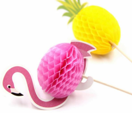 20 stuks cupcake toppers flamingo / ananas