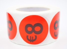 Prijsstickers op rol 3.5cm 8 euro - 500 stuks