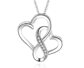 Ketting dubbele hart sterling zilver925