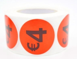 Prijs/Korting 4 euro stickers 500 stk - Dia: 2cm