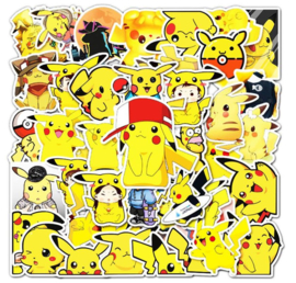 54 stuks stickers Pokemon Pikachu 5-7 cm