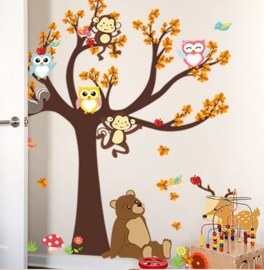 Muursticker boom met dieren