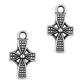 15 stuks metalen bedels/charm cross Antiek zilver (nikkelvrij)