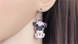 Ketting + oorbellen Franse Bulldog acryl