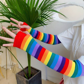 Vingerloze handschoenen regenboog