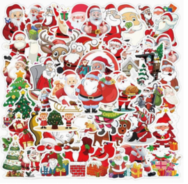 52 stuks stickers kerstmannen 6cm