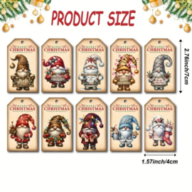 50 stuks cadeau labels kerstkabouters met touw