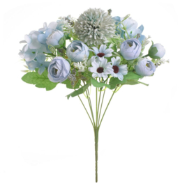 kunstbloemen - bosje bloemen blauw 31 cm lang