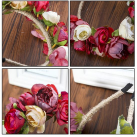 Diadeem bloemen rood