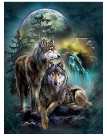 Diamond Painting wolven 30x40 cm - hobbypakket (ronde steentjes)
