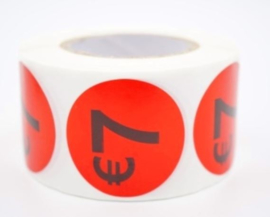 Prijsstickers op rol 7 euro 3.5cm - 500 stuks