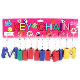 12 stuks sleutelhanger met mini nietmachine - uitdeelcadeautjes