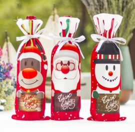 3 stuks flesverpakking hert - sneeuwpop - kerstman