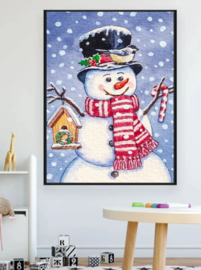 Hobbypakket Diamond Painting sneeuwpop 30x40 cm