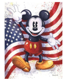 Diamond painting - hobbypakket - Mickey Mouse Amerikaanse vlag 20x30 cm (vierkante steentjes)