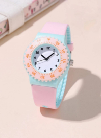 Kinderhorloge met siliconen bandje roze blauw