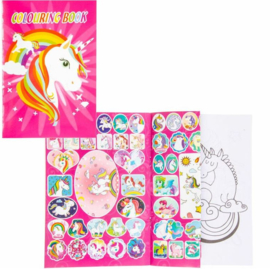 Kleurboek met stickers unicorn - eenhoorn 20x14 cm