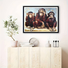 Diamond Painting - hobby pakket - apen horen zien en zwijgen 40x30 cm