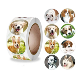 500 stickers op rol honden 2,5 cm