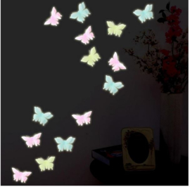 10 stuks 3d glow in the dark vlinders 7x8cm