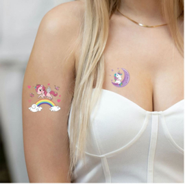 10 velletjes tijdelijke tattoos unicorn - eenhoorn