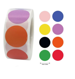 Rol Prijsstickers - etiketten 8-kleuren - 500 stickers 2,5 cm