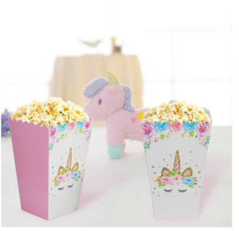 8 stuks popcorn bakjes eenhoorn / unicorn