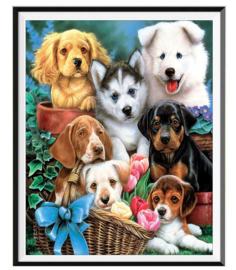 Diamond Painting hondjes - hobbypakket 30x40 cm