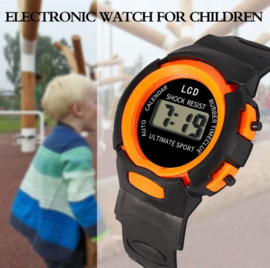 Digitale kinderhorloge zwart oranje