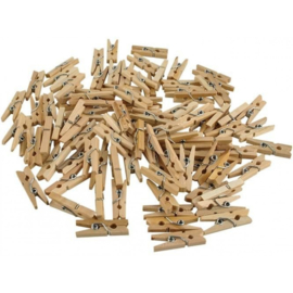 100 stuks houten knijpers naturel 2,5cm