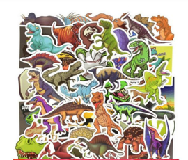 50 stuks dinosaurus stickers 3x7 cm